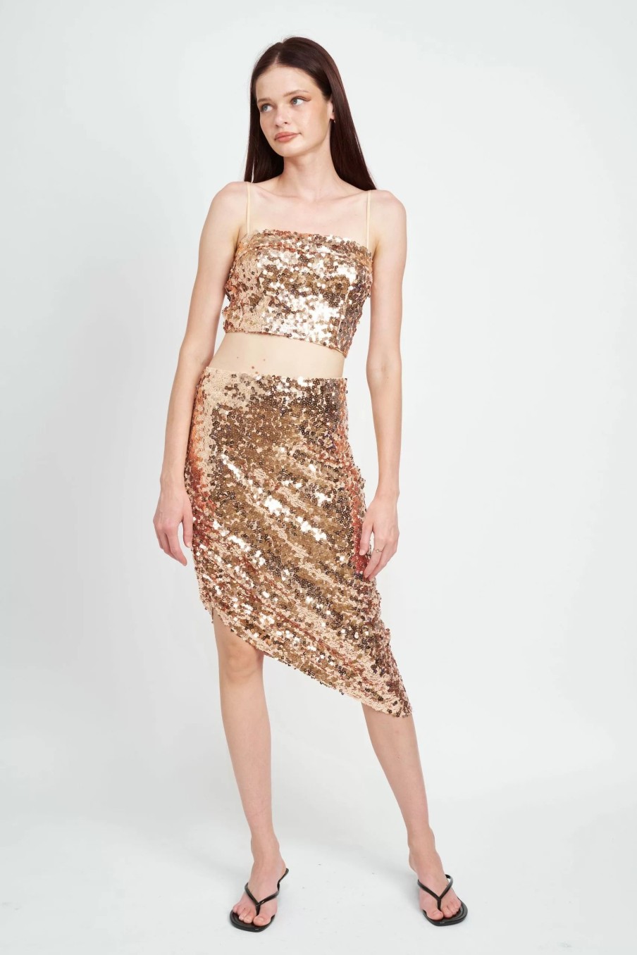 Skirts * | Emory Park Jasmine Sequin Midi Skirt Brown