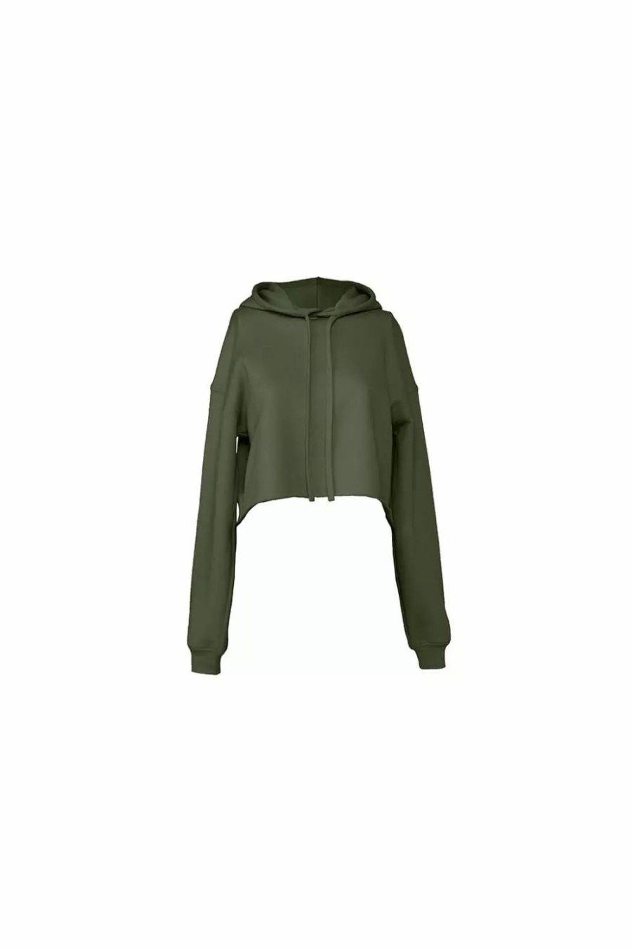 Sweatshirts & Sweaters * | Bella + Canvas Ella + Canvas Ladies Cropped Hoodie ( ) Military Green