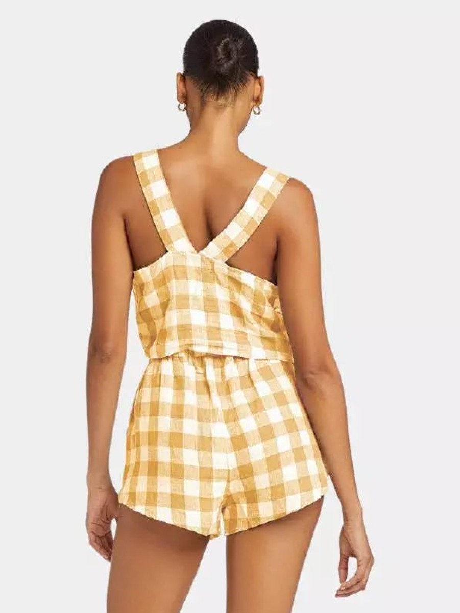 Bottoms * | Vitamin A Tallows Linen Short Ecolinen Honeycomb Gingham