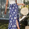 Skirts * | Anna-Kaci Shirred Waist Floral Maxi Skirt Navy