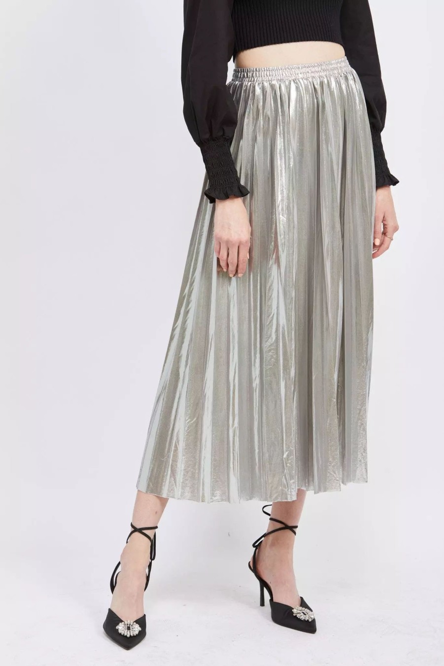 Skirts * | En Saison Ivy Midi Skirt Silver