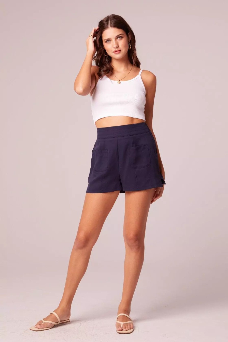 Bottoms * | B.O.G. Collective Percy High Waisted Shorts Navy