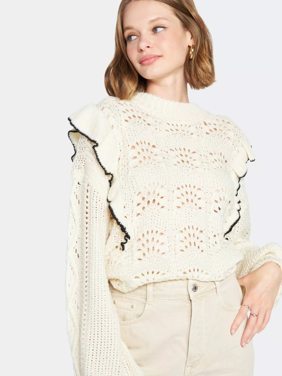 Sweatshirts & Sweaters * | En Saison Morgan Sweater White