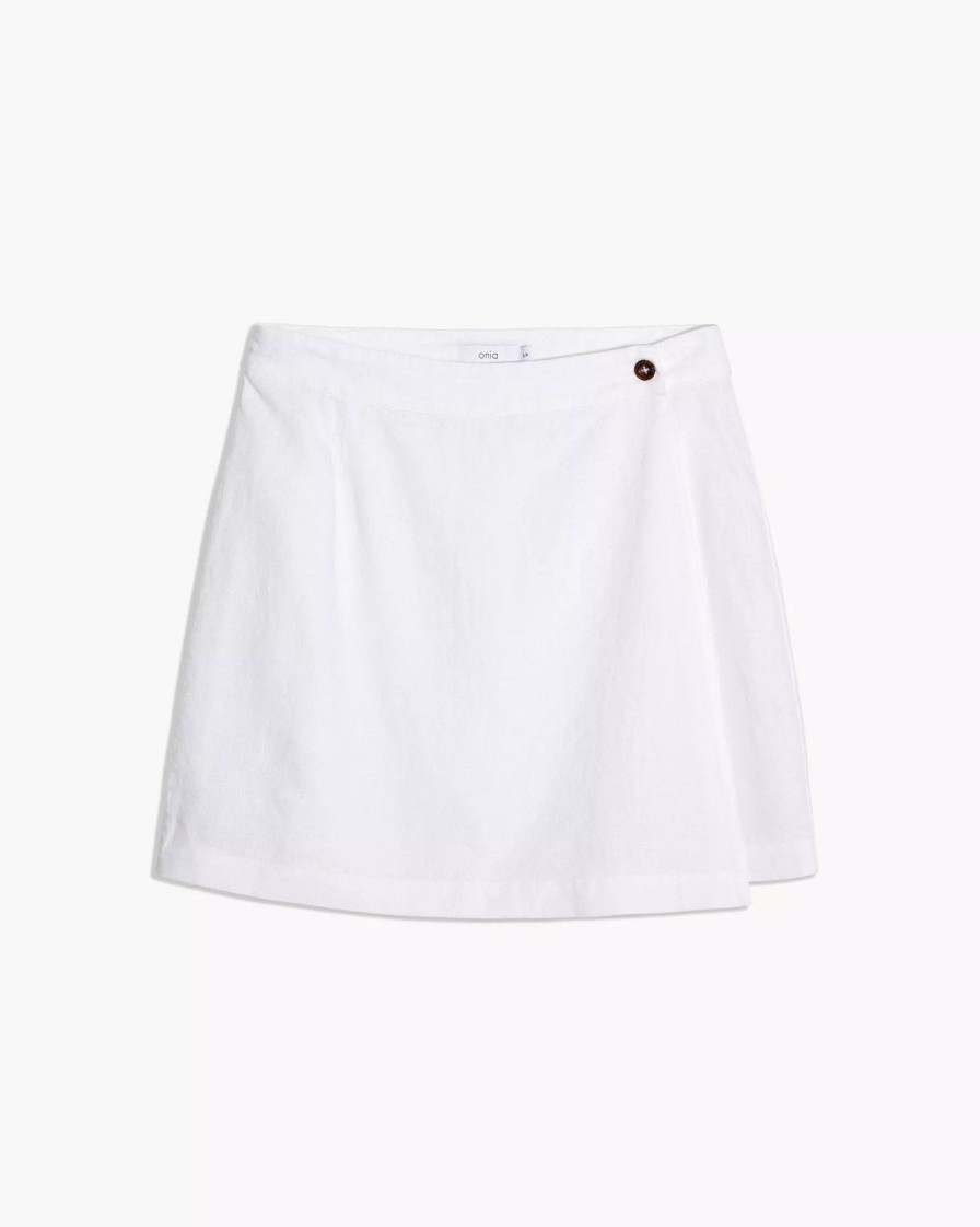 Skirts * | Onia Linen Mini Wrap Skirt White