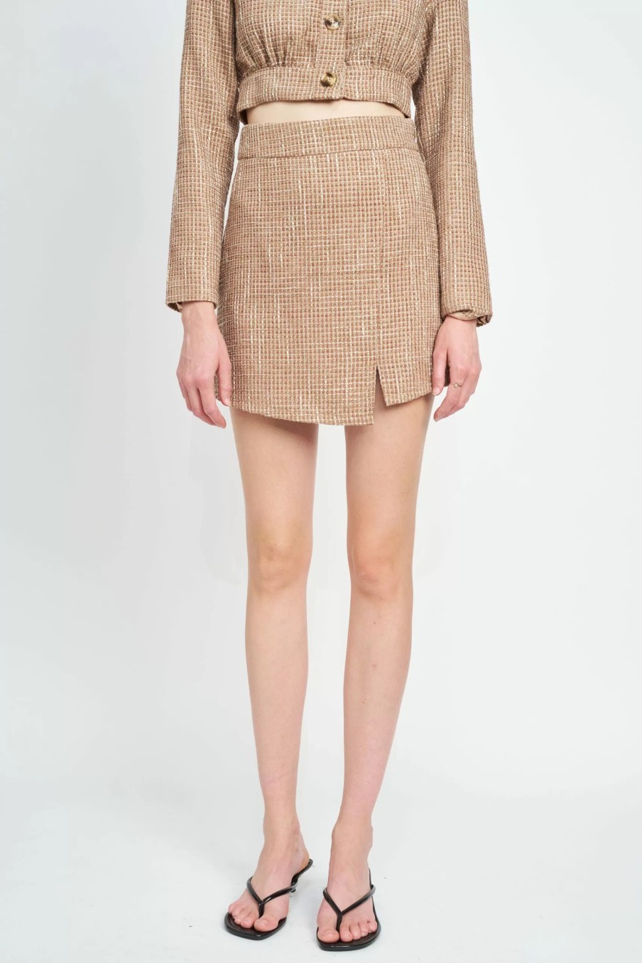 Skirts * | Emory Park Jacy Mini Skirt Dark Beige