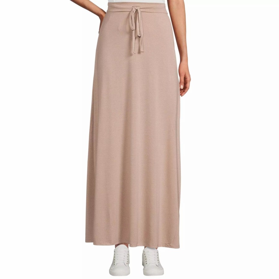 Skirts * | Sobeyo Women'S Maxi Long Skirt Drawstring Waist Pockets Soft Comfort Fabric Taupe